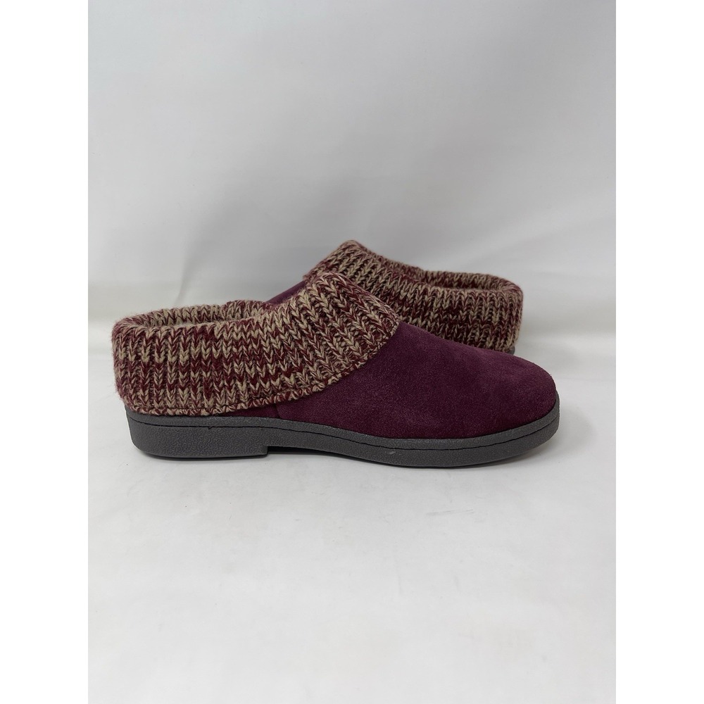 Clark's Women's Size 8 Burgundy Angelina Knitted Collar Winter Clog Slippers - Picture 6 of 9